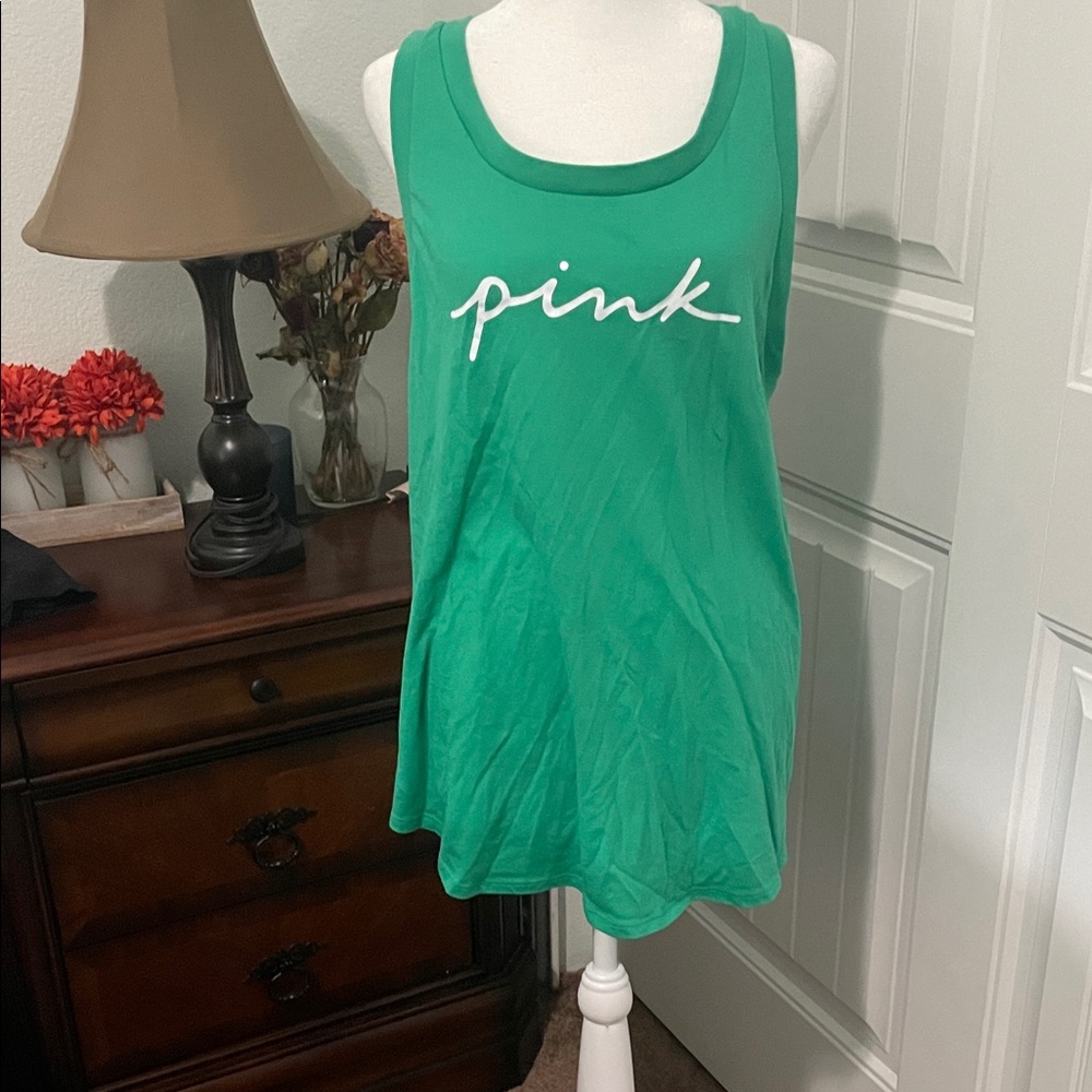 PINK Victoria's Secret Relaxed Green Sleeveless Tank
